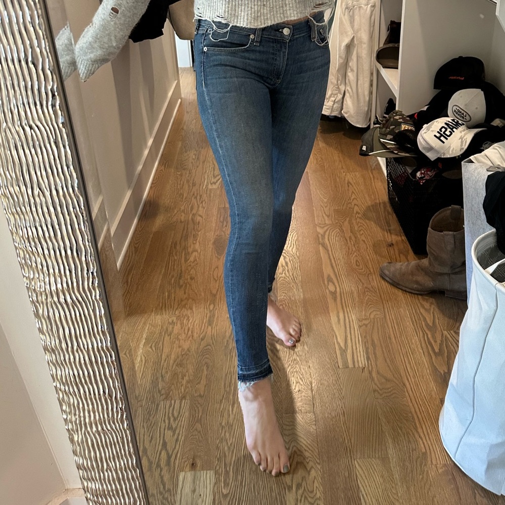 Rag & Bone Ankle Skinny Jeans Frayed
